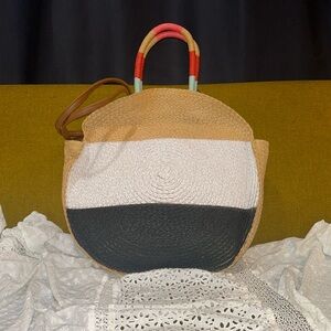 Multi Color Woven Circle Handbag